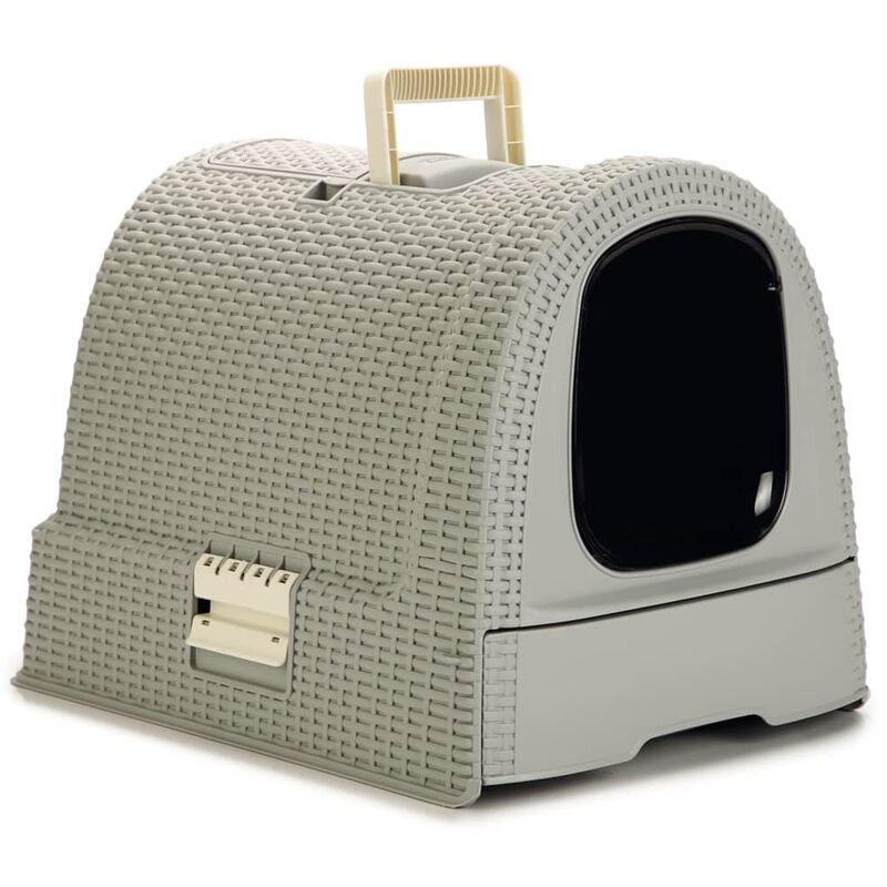 

Caja de arena para gatos con cubierta gris 51x38,5x39,5 cm - Gris - Curver