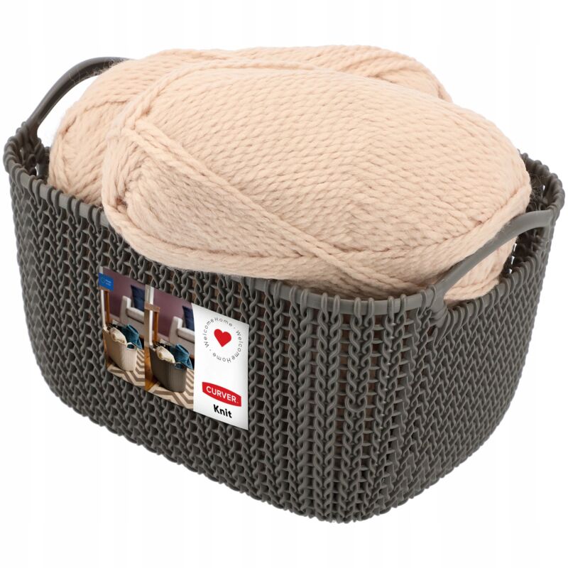 226167 Panier de Rangement Rectangulaire Tricot Plastique Marron 29 x 21,7 x 17,2 cm 8 l - Curver