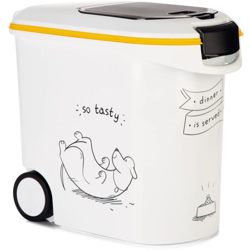 

Contenedor de comida de perros Dinner is Served con ruedas 35 L - Blanco - Curver