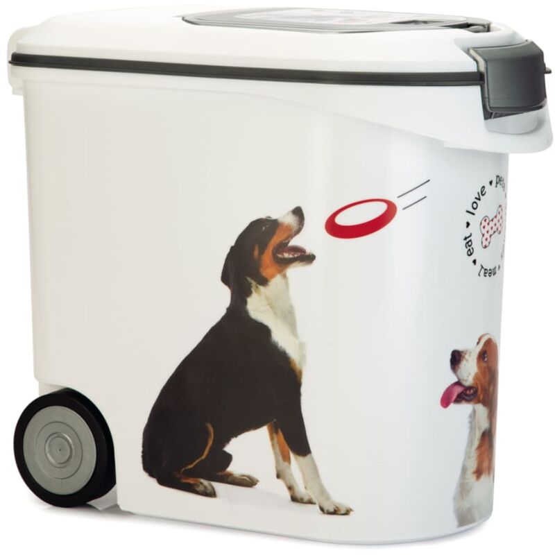 

Contenedor de comida para perros con ruedas 35 L - Blanco - Curver