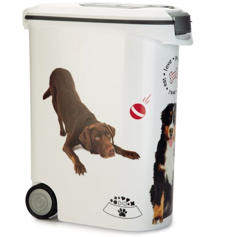 

Curver Contenedor de comida para perros con ruedas 54 L - Blanco
