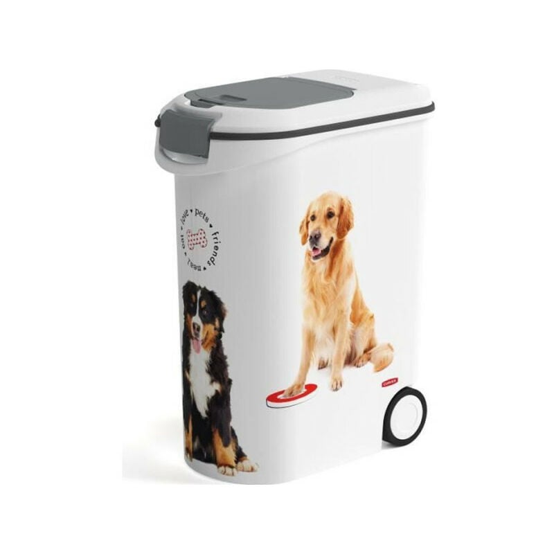 Curver - Conteneur a croquettes pour chien avec roulettes 20 kg - 54L - Love Pets