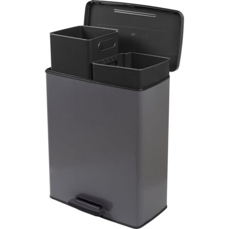 Curver Deco Bin Duo Mülleimer -  26L+ 26L - mit Pedal, cool grey