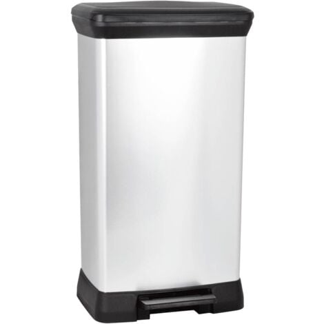 Curver Deco bin metalics 240643 Bidone della spazzatura 50 l (L x A x P) 390 x 720 x 290 mm Argento, Nero 1 pz.