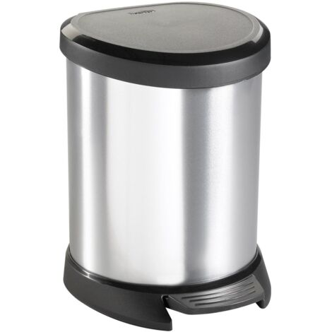 Curver Deco Bins 3253922160018 Pattumiera a pedale 5 litri Rotondo Nero Argento