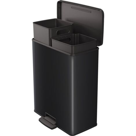 CURVER DECO DUO BIN Mülleimer, Kunststoff, Schwarz, 2 x 26 L
