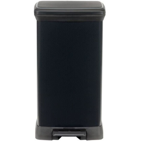 CURVER Decobin Poubelle a pédale rectangulaire - 50 L - Noir carbone