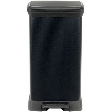 CURVER Decobin Poubelle a pédale rectangulaire - 50 L - Noir carbone