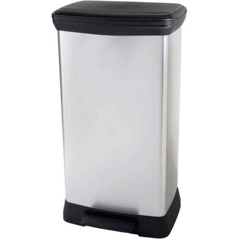 Curver Duo Rectangle Bin poubelle gris métallisé 46 litres