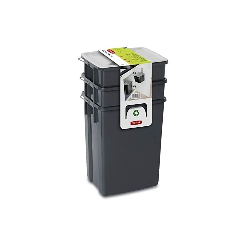 Curver - ensemble de paniers de tri de 2 x 10 l + 6 l poubelles multicolores 245948