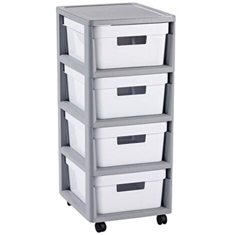 CURVER INFINITY 4 X 10 L À ROULETTES AVEC QUATRE TIROIRS À ROULETTES CHARIOT D'APPOINT 231559