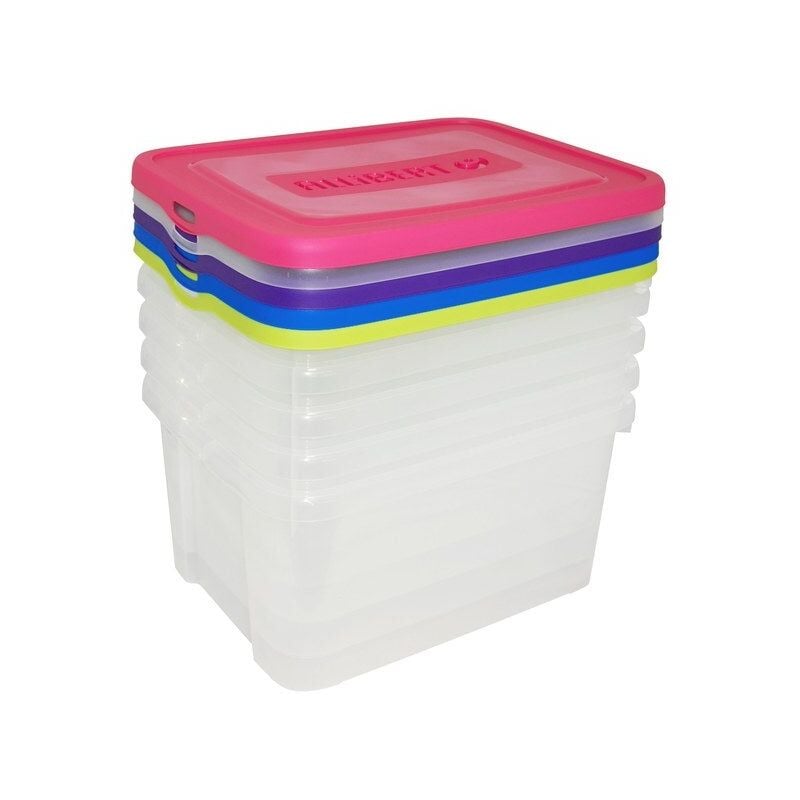 Curver - Lot de 5 boîtes de rangement polypropylène l.44.8 x P.34.5 x H.22.5 cm, 25 l