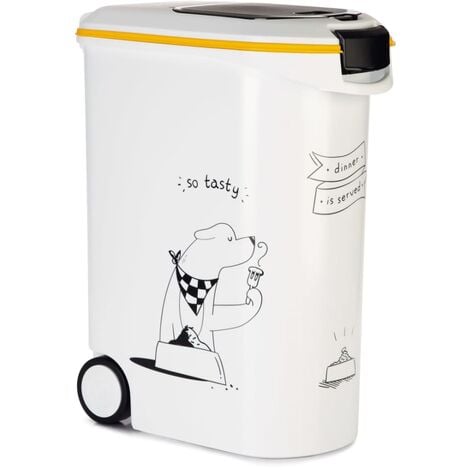 Curver Pet Food Container Dinner is Served Dog with Wheels 54L