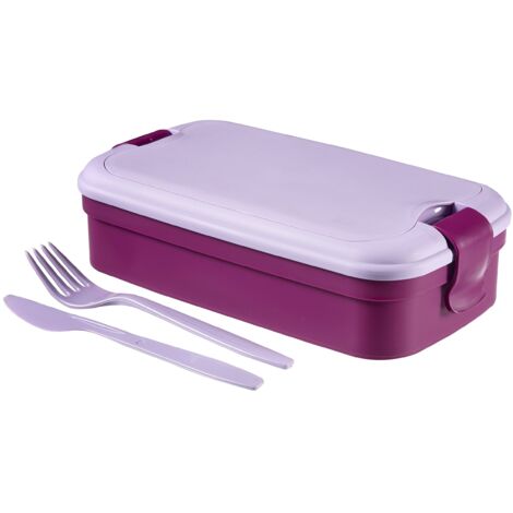 Curver pojemnik śniadaniowy ze sztućcami lunch&go 1,4l /fioletowy