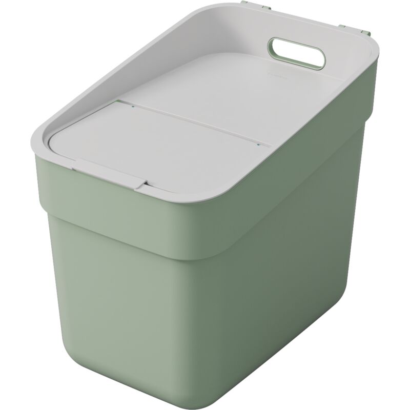 Curver - Poubelle de Tri Ready To Collect 20L, 100% recyclé, pour cuisine, bureau, salle de bain, 36,724,633,1 cm, Vert / Gris - Vert