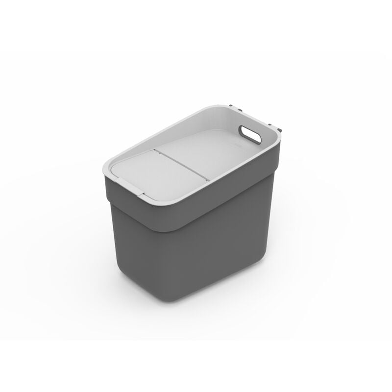 Curver - Poubelle de Tri Ready To Collect 20L, 100% recyclé, pour cuisine, bureau, salle de bain, 36,724,633,1 cm, Gris Anthracite - Gris
