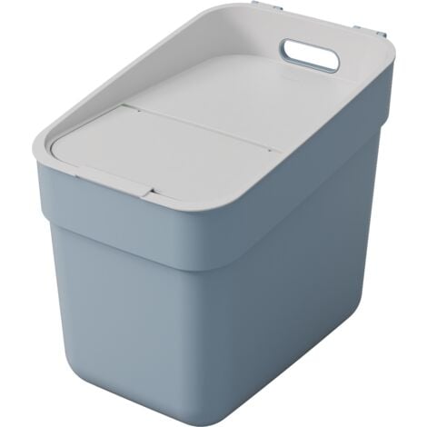 CURVER Poubelle de Tri Ready To Collect 20L, 100% recyclé, pour cuisine, bureau, salle de bain, 36,724,633,1 cm, Bleu / Gris