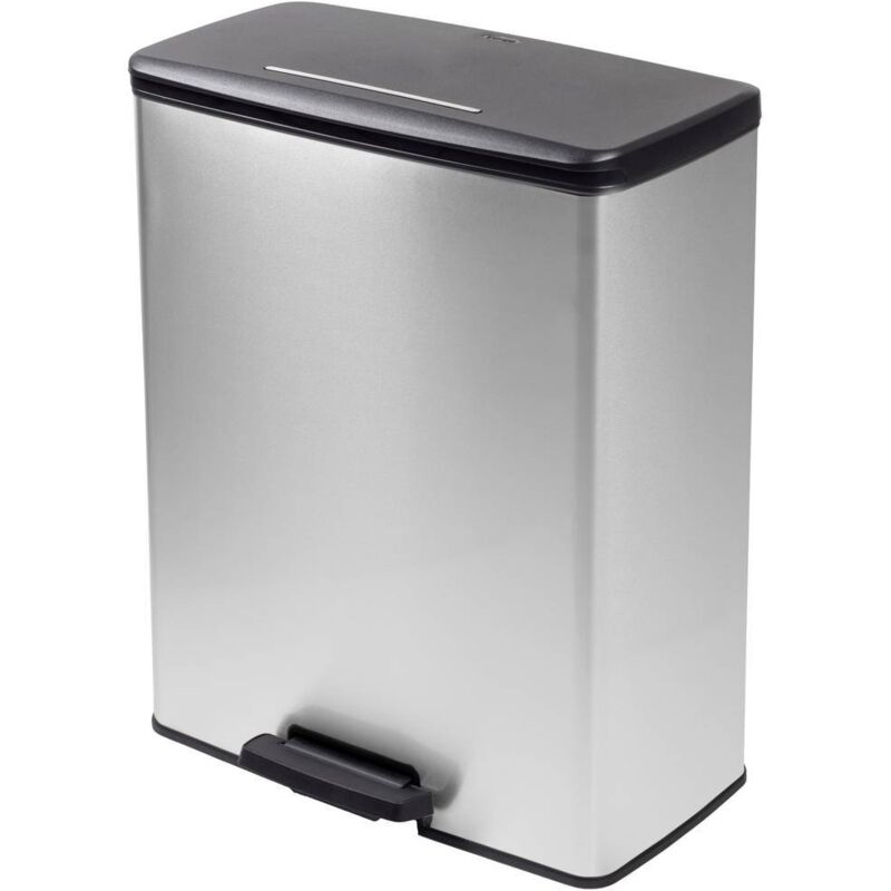Deco bin slim 254610 Poubelle 65 l (l x h x p) 480 x 615 x 280 mm argent, noir 1 pc(s) - Curver