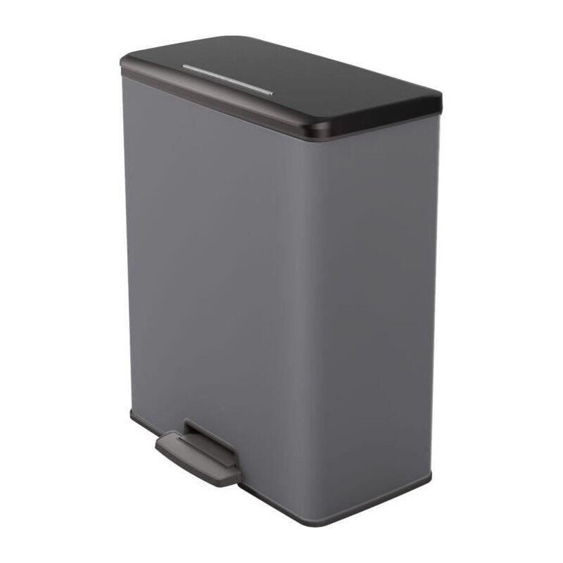 Poubelle Rectangle - deco bin Curver 65L - Grande capacité - 49 x 32 x 61 cm - Anthracite