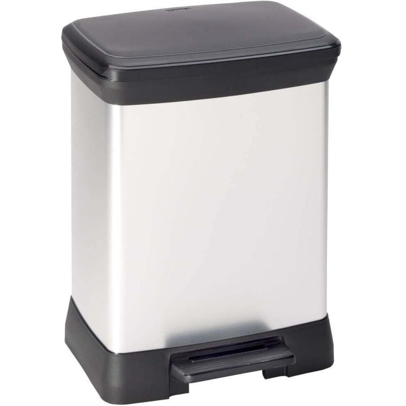 Deco Bin 240638 Poubelle 30 l (l x h x p) 390 x 510 x 290 mm argent, noir 1 pc(s) - Curver
