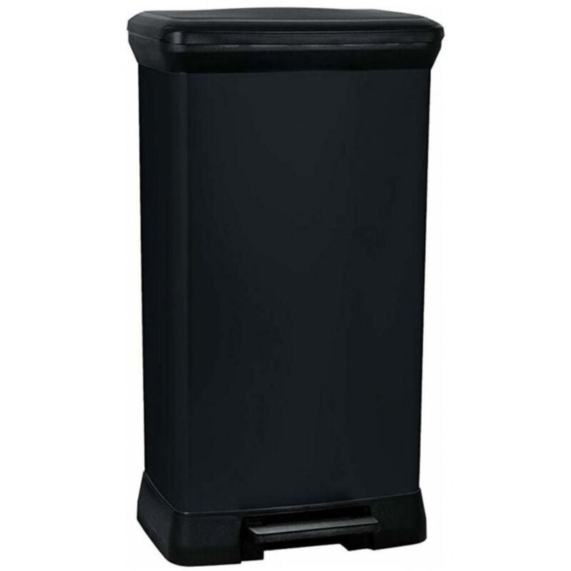 Deco bin 50L Poubelle à pédale, 39 x 29 x 73 cm, Noir (187178) - Curver