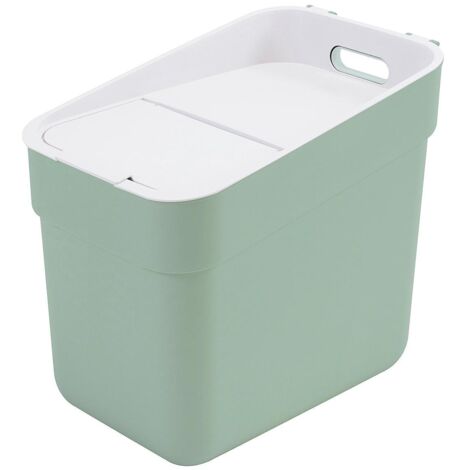 Curver – Poubelle tri sélectif 20 L vert menthe – Design empilable avec support mural – Plastique 100 % recyclé – Couvercle à double ouverture