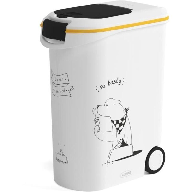 Curver - Conteneur a croquettes 54 l / 20 kg - Dinner pets - Blanc - 49,3 x 27,8 x 60,5 cm - Pour chien