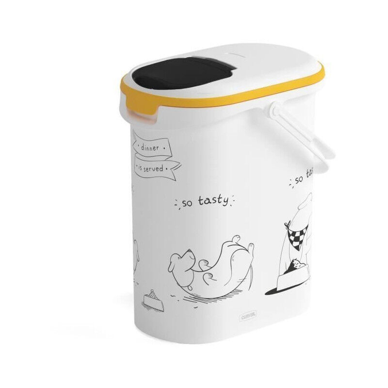 Curver - Conteneur de nourriture Le Diner est servi - 4 kg - 10 l - Blanc et noir - Pour chien