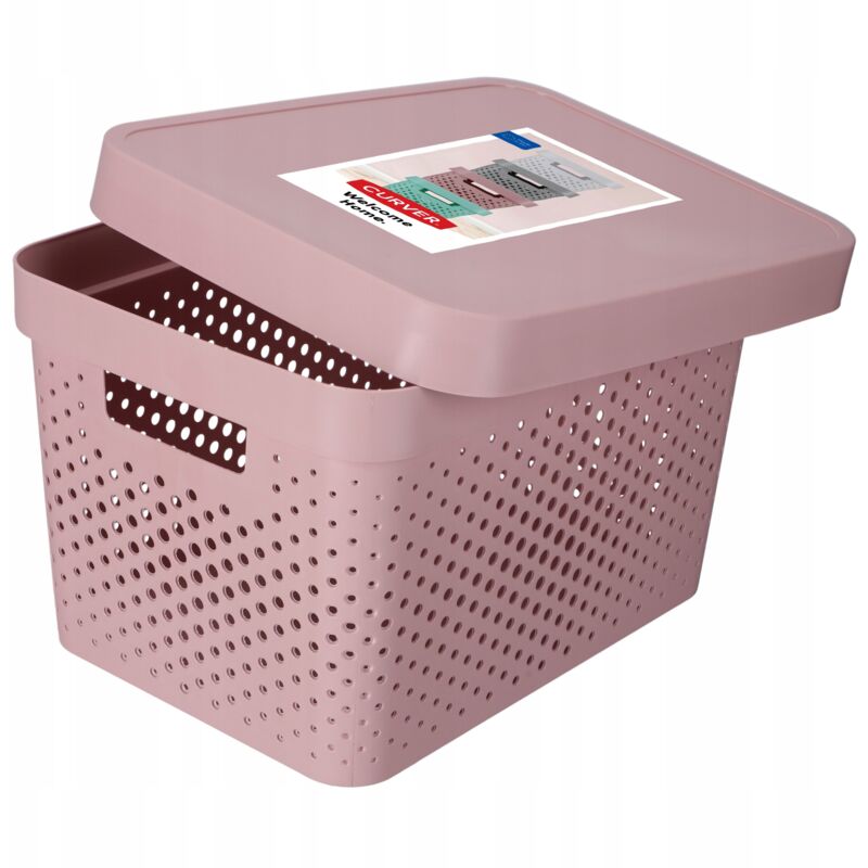 Kadax - curver Bande élastique et réservoir Infinity 17L avec couvercle, plastique, rose, 36 x 27 cm