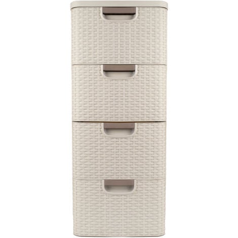 Curver Style 4x14L Bücherregal mit 4 Schubladen, Creme