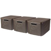 Curver Style Storage Box with Lid 3 pcs Size L Brown 240651