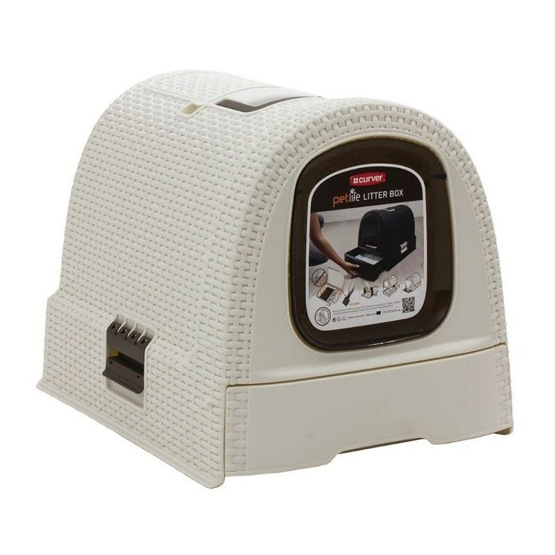 CURVER - Bac à litière pour chat - crème/marron