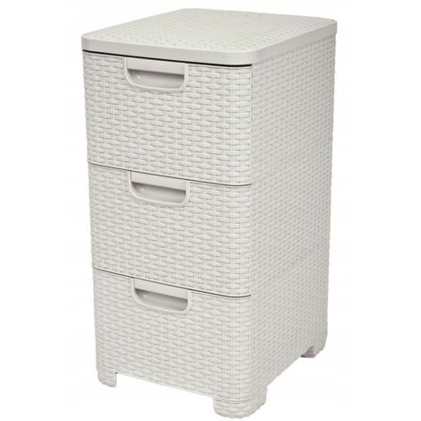 CURVER Tour de Bureau 3 Tiroirs de 14L, Style - Tour de Rangements Pratique pour Outils, Linge, Papiers & Autres -3x14L - 37,8x32,8x60 cm - Ivoire