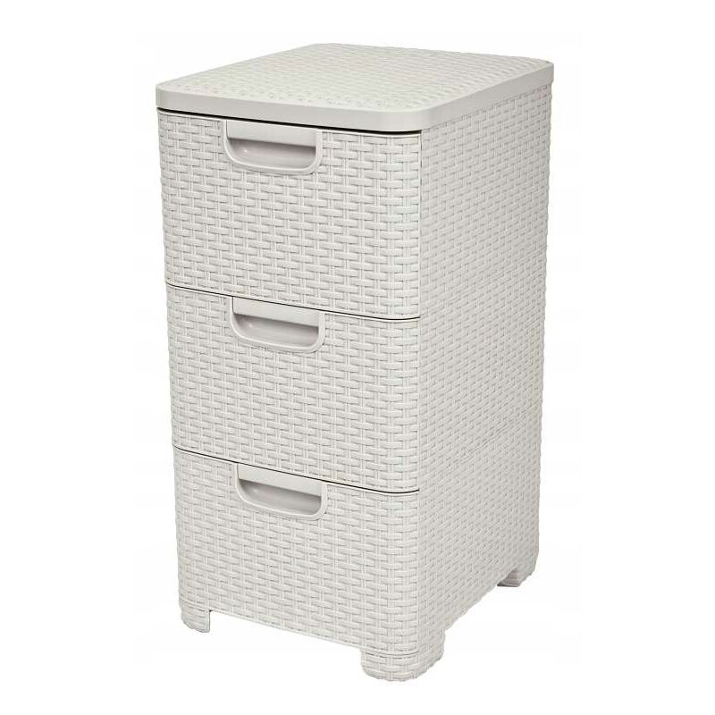 Tour de Bureau 3 Tiroirs de 14L, Style - Tour de Rangements Pratique pour Outils, Linge, Papiers & Autres -3x14L - 37,8x32,8x60 cm - Ivoire - Curver