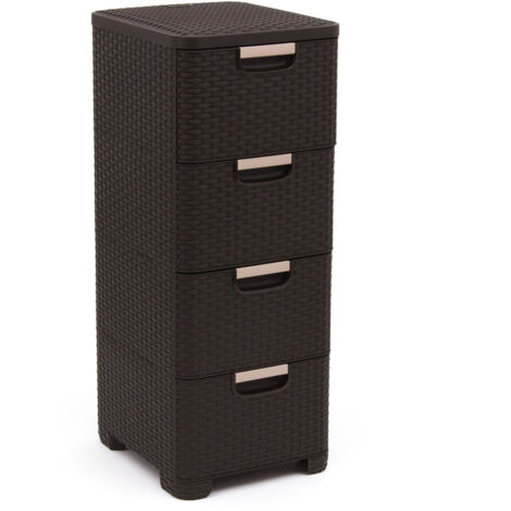 CURVER TOUR DE RANGEMENT STYLE ASPECT ROTIN 4X14L, CHOCOLAT, STYLE, 32,8X37,8X79 CM 209906
