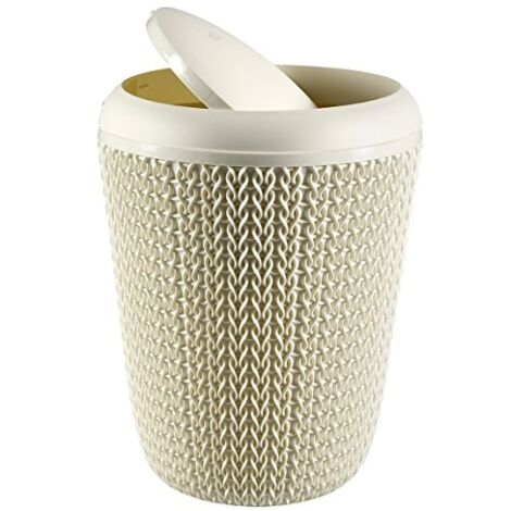 CURVER TRICOT POUBELLE DE SALLE DE BAIN TRICOT, PLASTIQUE, BLANC CASSÉ, 22.4 X 29.5 CM