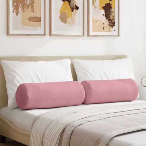 Cuscini a rullo 2 pcs Rosa Ø 25 x 70 cm Tessuto in Cords vidaXL