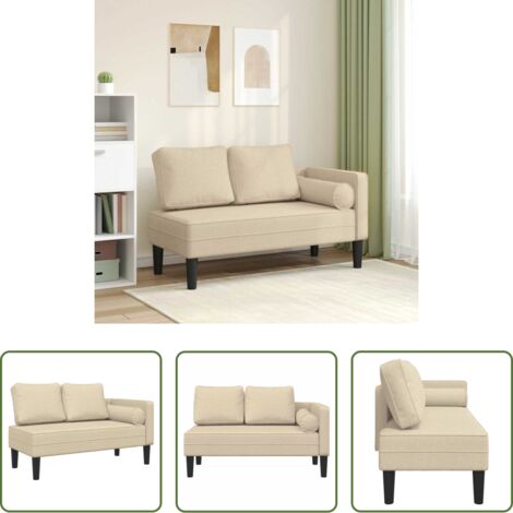 Cuscini -  Chaise Longue con Cuscini Crema in Tessuto