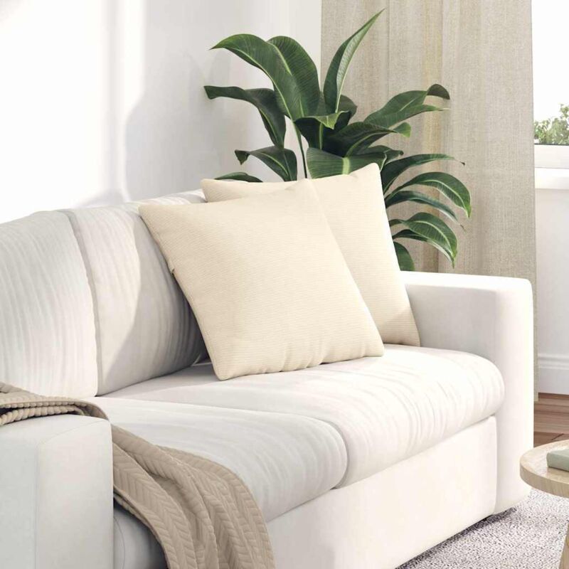 Vidaxl Cuscini Da Divano 2 Pcs Crema 45 X 45 Cm Tessuto In Cords