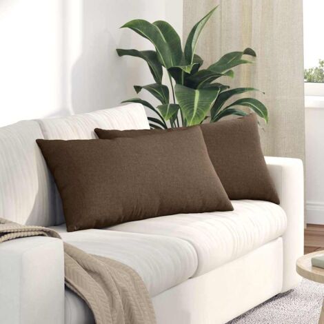 Cuscini da Divano 2 pcs Marrone 80 x 40 cm Tessuto vidaXL
