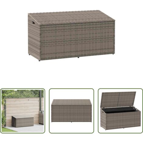 Cuscini da esterno -  Baule da giardino grigio 110x50x58 cm in polyrattan
