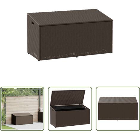 Cuscini da esterno -  Baule da Giardino Marrone 110x50x58 cm in Polyrattan