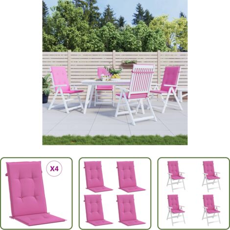 Cuscini da esterno -  Cuscini per Sedia con Schienale Alto 4pz Rosa in Tessuto
