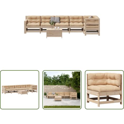 Cuscini da esterno -  Set Salotto Giardino 7 pz Cuscini Antracite Legno Massello Pino