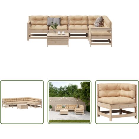 Cuscini da esterno -  Set Salotto Giardino 7 pz Cuscini Antracite Legno Massello Pino