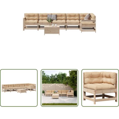 Cuscini da esterno -  Set Salotto Giardino 7 pz Cuscini Antracite Legno Massello Pino