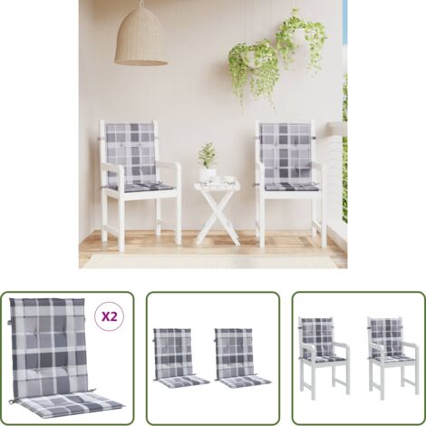Cuscini da giardino -  Cuscini per Sedia 2 pz a Quadri Grigi 100x50x3cm Tessuto Oxford
