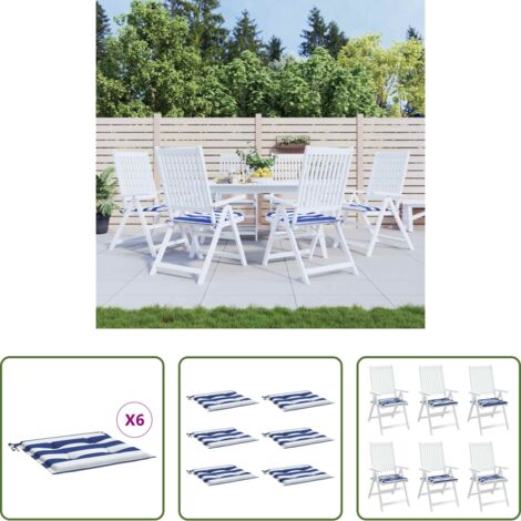 Cuscini da giardino -  Cuscini per Sedia 2pz Strisce Bianche e Blu 50x50x4 cm Tessuto