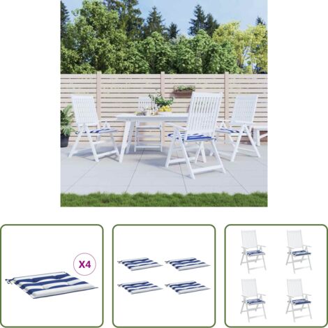 Cuscini da giardino -  Cuscini per Sedia 2pz Strisce Bianche e Blu 50x50x4 cm Tessuto