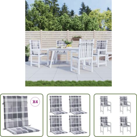 Cuscini da giardino -  Cuscini per Sedia 4 pz a Quadri Grigi 100x50x3cm Tessuto Oxford